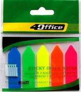 Стікери закладки офісні пластикові неонові стріла 5 кольорів 20 аркушів 44х12 мм 4office 4-426