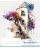 Зошит в лінію 48 аркушів, кольорова обкладинка ВД-лак, дизайн: Aquarell dream Школярик 048-3289L