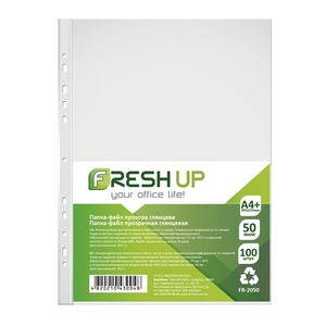 Файл прозорий А4, щільність 50 мкм, 100 шт в упаковці FR-20-50 Fresh Up