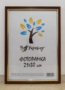 Фоторамка багетна 21х30 см, світло-коричнева з золотою вставкою 1511-5120