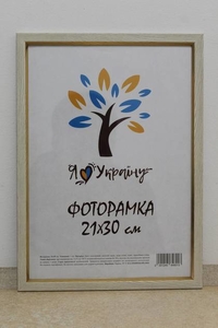 Фоторамка багетна 21х30 см, світло-бежева з золотою вставкою 1511-05148