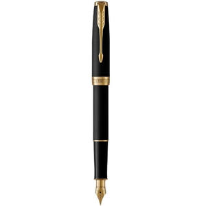 Ручка перова синя, тонке перо F, серія: SONNET 17 Matte Black GT 84 811 Parker