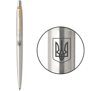 Ручка шариковая автоматическая синяя 1 мм, серия: JOTTER 17 UKRAINE Stainless Steel GT Герб украины 16032_T005b Parker