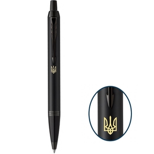 Ручка кулькова автоматична синя 1 мм, серія: IM 17 UKRAINE  Achromatic Black BT Тризуб 22932_TR Parker