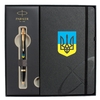 Набір в подарунковій упаковці: ручка кулькова автоматична чорна 1 мм + блокнот в лінію 13,4х21 см, серія: IM 17 UKRAINE Black GT Тризуб синьо-жовтий 22032b24_T0016u Parker
