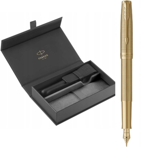 Ручка перова синя, тонке перо F + 2 чохла, серія: SONNET 17 SE Cisele Gold GT 68 611b24 Parker