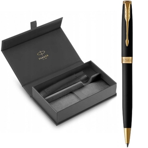 Ручка шариковая автоматическая поворотная черная 1 мм+чехол, серия: SONNET 17 Matte Black Lacquer GT 84 832b242 Parker