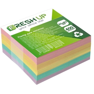 Папір для нотаток, 85х85 мм, 400 аркушів, проклеєний мікс FR-3212 Fresh Up