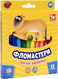Фломастери, 12 кольорів на водній основі 314110003 Школярик