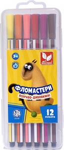 Фломастери, 12 кольорів на водній основі 314115001 Школярик