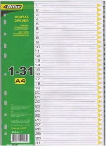 Ціфрові розділювачі 1-31, формат А4 4-255 03080420 4Office