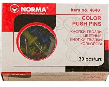 Кнопки-цвяшки, 30 шт в упаковці, мікс 4840 04110420 Norma