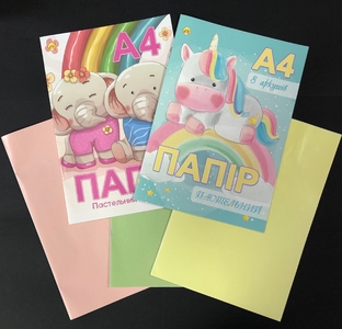 Папір кольоровий А4, 8 кольорів, щільність 80 г/м2 Пастельні кольори ТЕ11948 Тетрада