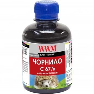 Чернило C67 водорастворимое, для Canon PFI-107Bk 200 г Black WWM