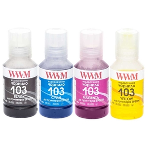 Набір чорнил 103 для Epson L3100/3110/3150, 4 кольори по 140 г B/C/M/Y WWM