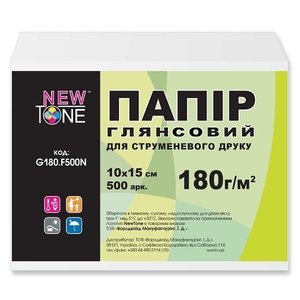 Фотобумага глянцевая 10х15, 500 листов, плотность 180 г/м2 G180.F500N NewTone
