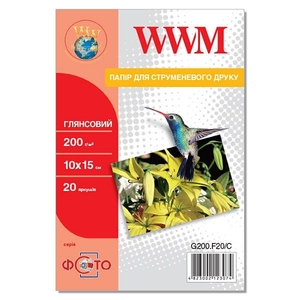 Фотобумага глянцевая 10х15, 20 листов, плотность 200 г/м2 G200.F20/C WWM