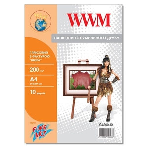 Фотобумага глянцевая А4, 10 листов, плотность 200 г/м2 Кожа GL200.10 WWM
