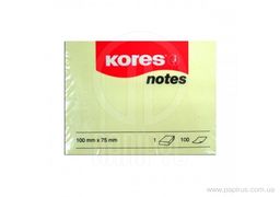Стікери паперові, 75х100 мм, 100 аркушів, світло-жовті K46100 Kores