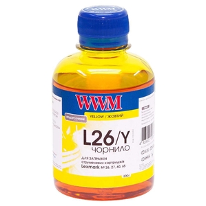 Чернило водорастворимое для Lexmark №26/27, 200 г Yellow WWM