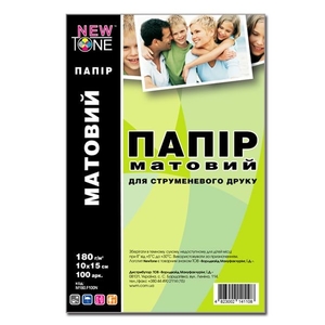 Фотопапір матовий 10х15, 100 аркушів, щільність 180 г/м2 M180.F100N NewTone