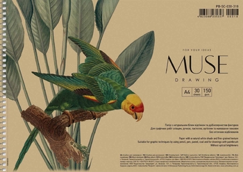Альбом для рисования А4, 30 листов, белая бумага, 150 г/м2 MUSE PB-SC-030-318 Школярик