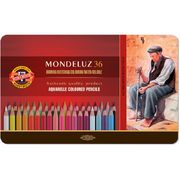 Олівці кольорові акварельні 36 кольорів художні, подарункова металева упаковка Mondeluz Koh-i-Noor