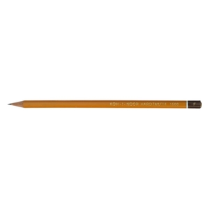 Карандаш графитный 1500 KOH-I-NOOR. Твердость - F, шестигранная форма корпуса. Древесина - кедр, покрытие - лак на водной основе. 1500.F