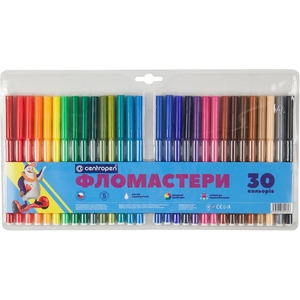Фломастери, 30 кольорів, не висихають без ковпачка до 10 днів 7790/30 ТП Centropen