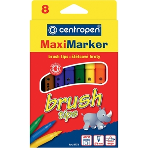 Фломастери, 8 кольорів, не висихають без ковпачка до 10 днів Brush 8773/08 Centropen