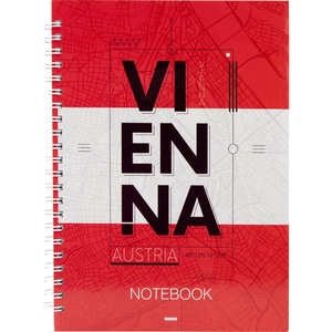 Блокнот А5, 96 страниц в клетку, обложка картон твердый Flags Vienna 8032-07-A Axent