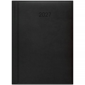 Ежедневник датированный 2027 А5, черный, 336 страниц, линия, белая бумага, обложка кожа твердая Стандарт Torino 73-795-38-907 Brunnen