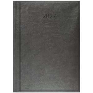 Щоденник датований 2027 А5, сірий, 336 сторінок, лінія, білий папір, обкладинка шкіра тверда Стандарт Torino Metallic 73-795-38-927 Brunnen