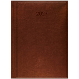 Ежедневник датированный 2027 А5, коричневый, 336 страниц, линия, белая бумага, обложка кожа твердая Стандарт Torino Metallic 73-795-38-937 Brunnen