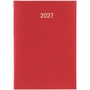 Щоденник датований 2027 А5, червоний, 336 сторінок, лінія, білий папір, обкладинка шкіра тверда Стандарт Miradur 73-795-60-207 Brunnen