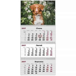 Календарь настенный квартальный на 2027 год, 63х29,8 см, 3 пружины Dogs 2 8803-27-11-A Axent