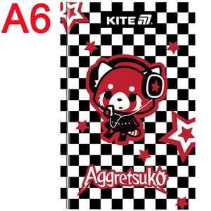 Блокнот А6, 80 сторінок в клітинку, обкладинка картон твердий Aggretsuko AR25-199 Kite
