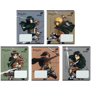 Тетрадь в клетку 18 листов, цветная гибридная обложка + УФ-лак, дизайн: Attack on Titan Kite AT26-236