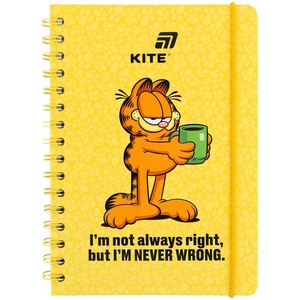 Блокнот А5, 80 сторінок в клітинку, обкладинка картон твердий Garfield GF26-190 Kite
