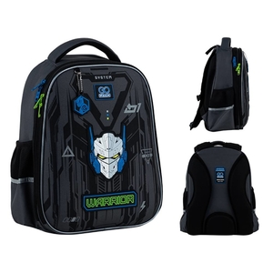 Рюкзак шкільний напівкаркасний Warrior GO25-165M-6 GO Pack, дихаюча ергономічна спинка, ущільнене дно з ніжками, світловідбивні елементи