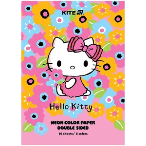 Бумага цветная неоновая А4, 10 листов (5 цветов), плотность 80 г/м2 Hello Kitty HK24-252-1 Kite
