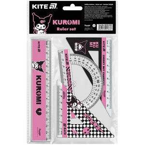 Набор линеек 4 предмета: линейка 15 см, транспортир, 2 угольника Kuromi HK25-282 Kite