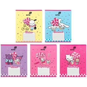 Тетрадь в линию 18 листов, цветная обложка фольга + УФ-лак, дизайн: Hello Kitty and Friends Kite HK26-237