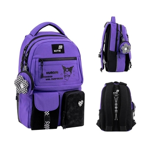 Школьный рюкзак Kuromi HK26-2587M-1 Kite, ортопедическая спинка, широкие S-образные лямки, светоотражающие элементы, усиленное дно
