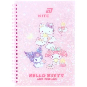 Блокнот А5, 80 сторінок в клітинку, пластикова обкладинка Hello Kitty HK26-277 Kite