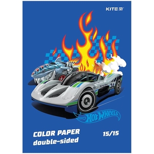 Папір кольоровий А4, 15 кольорів, 80 г/м2 Hot Wheels HW24-250 Kite