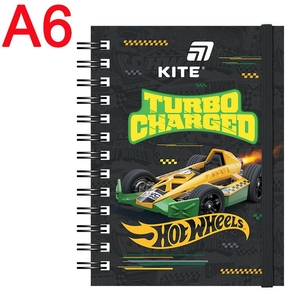 Блокнот А6, 80 страниц в клетку, двойная обложка картон мягкий Hot Wheels HW26-229 Kite