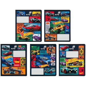 Тетрадь в линию 12 листов, цветная обложка Soft-touch + УФ-лак, дизайн: Hot Wheels Kite HW26-234