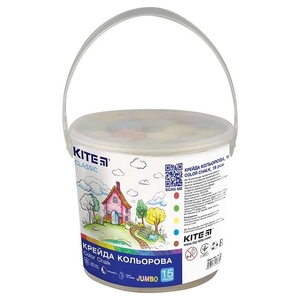 Мел цветной, 5 цветов (15 шт) в ведерке Classic Jumbo K-074 Kite