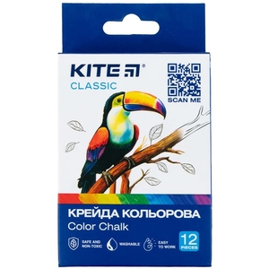 Крейда кольорова, 6 кольорів (12 шт) Classic K-075 Kite